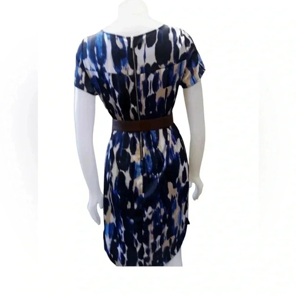 Michael Kors Silky Lined Blue White Watercolor Hi Lo Shirt Dress  4 - Picture 7 of 10